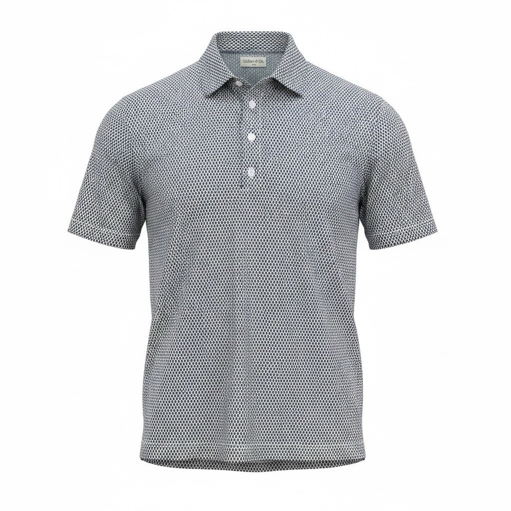 Collars & Co Polo Shirt Mens Small Blue Short Sleeve Lightweight Geometric